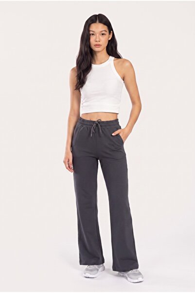 NOTHING Women's High Waist Elastic Waist Lace-Up Palazzo Sweatpants