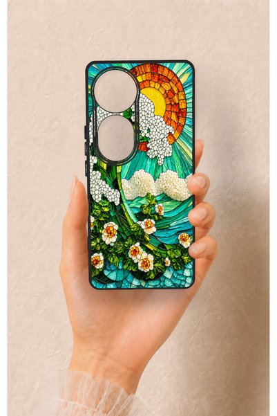 Vip Case حافظة من السيليكون متوافقة مع هاتف Vivo V40 بنمط موزاييك موجة المحيط
