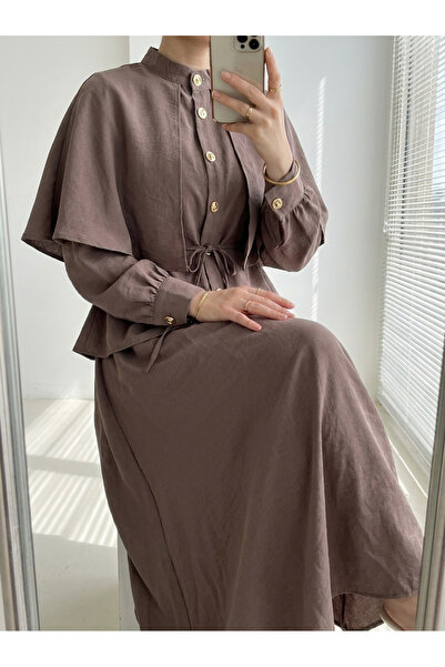 Kirazca Butik Women's Special Design Cape Detailed Cupra Fabric Hijab Set