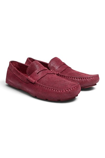 FRANCO CALVANI Bordo Coco Suede Bordo Color Laceless Genuine Leather Men's Shoes