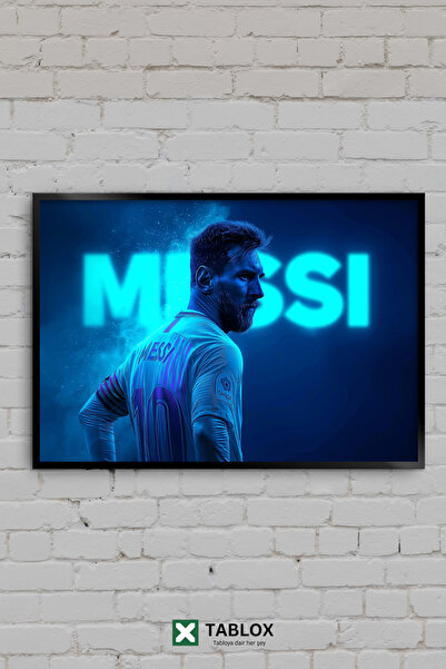 TABLOX Lionel Messi Barcelona Fotbal Albastru Legendă Neon Tablou decorativ M...