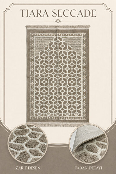 İlkbenaldim Tiara Seccade Velvet Soft Textured Premium Prayer Mat Cubic Patte...