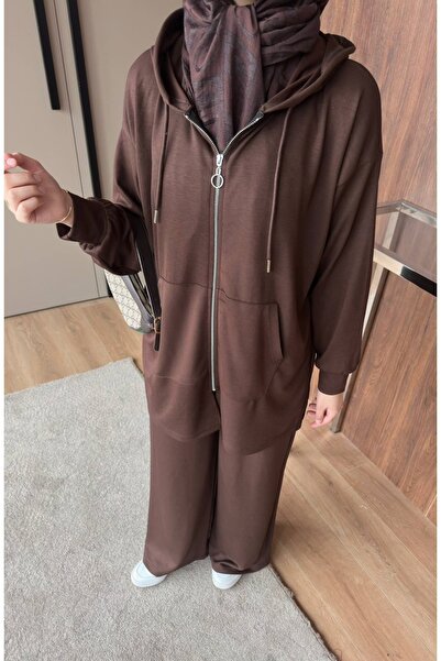 nurvina modest wear Oversize Hooded Modal Fabric Double Pocket Hijab Two-Piec...
