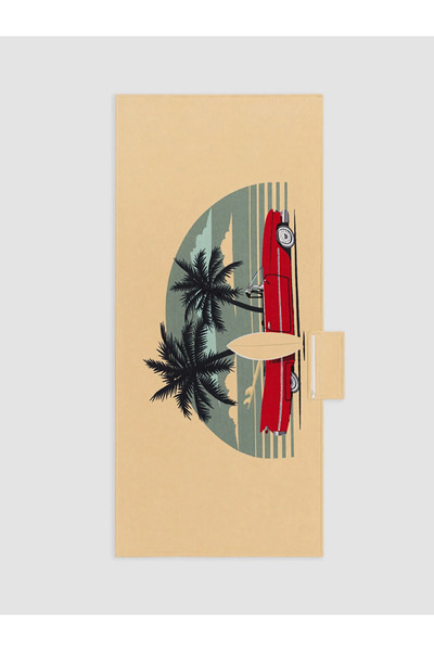 LC Waikiki Ecru Car Printed Cotton Men's Beach Towel 70X150 cm