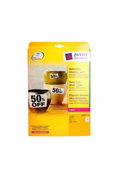 AVERY Etichete din poliester 210x297mm 20 coli