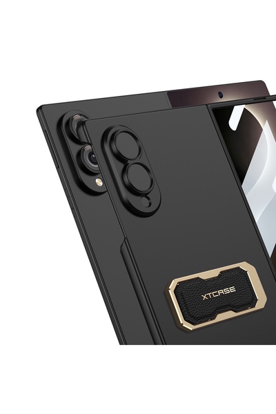 m.tk moveteck Samsung Galaxy Z Fold 8 Uyumlu Kılıf Kamera Korumalı Gold Detaylı Extra Gizli Standlı Sert Kıpta Dayanıklı Kapak