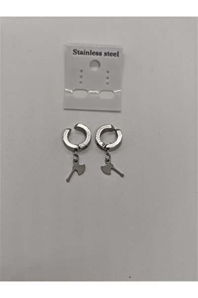 Kıstırmalı Erkek Çelik Küpe Silver Balta