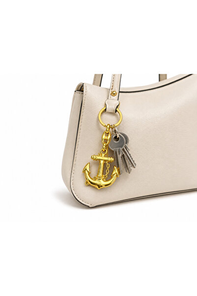 HER ŞEY NOTA www.herseynota.com Gold Color Metal Keychain with Anchor Figure ...
