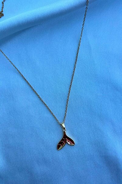 Moenajewellery Kırmızı Desenli Balina Kuyruğu Kolye