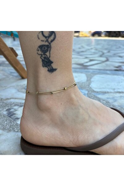 nesdesignn Cube Detailed Double Row Steel Anklet