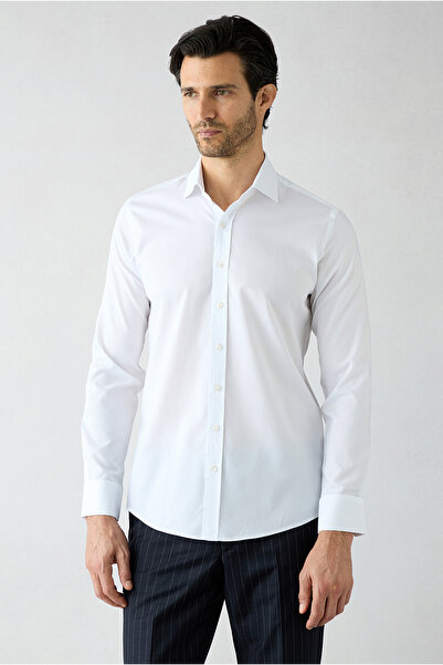Kiğılı Long Sleeve Slim Fit Classic Patterned 100% Cotton Shirt