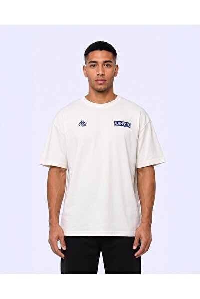 Kappa Authentic Oyster Tur Erkek Beyaz Oversize Tişört