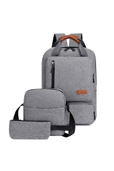 Yongsheng 3-piece set Anti-Theft Travel Backpack Grey/Orange, Men's Computer ...