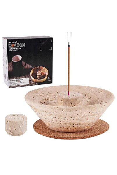 Generic Brand Marble Incense Holder with Ash Catcher 5.5" | Travertine Incens...