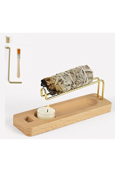 Generic Brand Wooden Sage and Palo Santo Burner Set, Natural Wood Base with C...