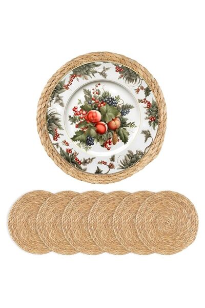 Generic Round Woven Water Hyacinth Placemats, 13" Natural Boho Rattan Design,...