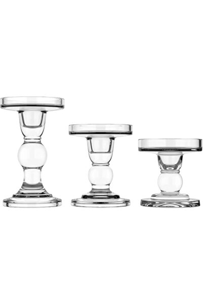 Generic LUCKY-D Glass Candle Holders, 3 Pieces of Crystal Clear Candlesticks ...