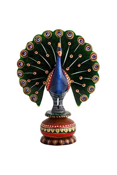 Generic Brand Webelkart Wood Painted Dancing Peacock 5 in Showpiece, Standard...