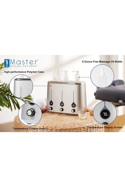 Generic MASTER Three Bottle Massage Oil Warmer Lotion Portable Warmer Dispenser, 15minute Fast Heating, Real Time Temperature Display, Applicable to Salon, SPA, Family