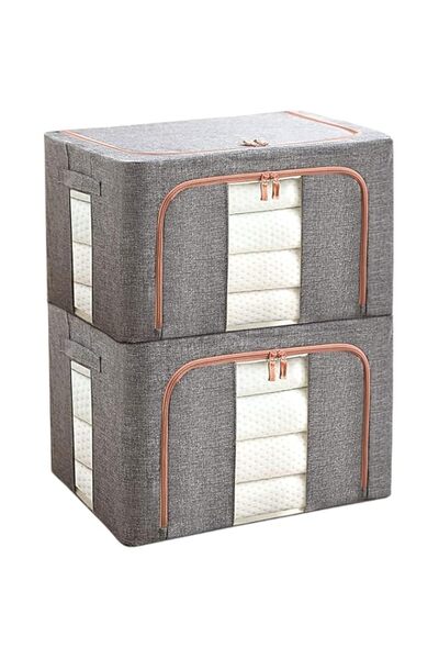 Generic Large Clothes Storage Bags with Steel Frame,100L 2Pack Foldable Fabri...