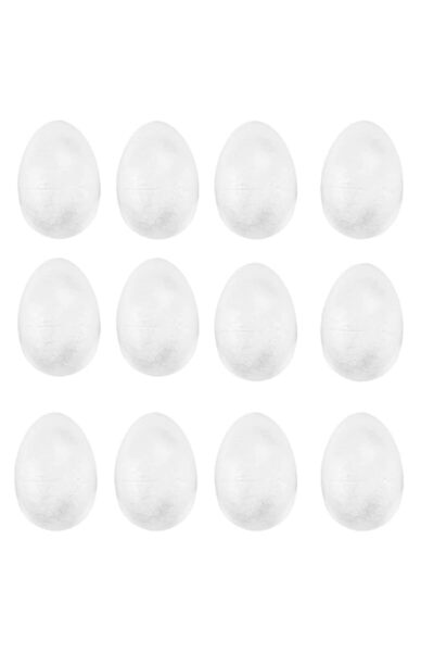 Generic Brand TRIXES Pack of 12 Easter Foam Polystyrene Eggs - 8cm Height Whi...