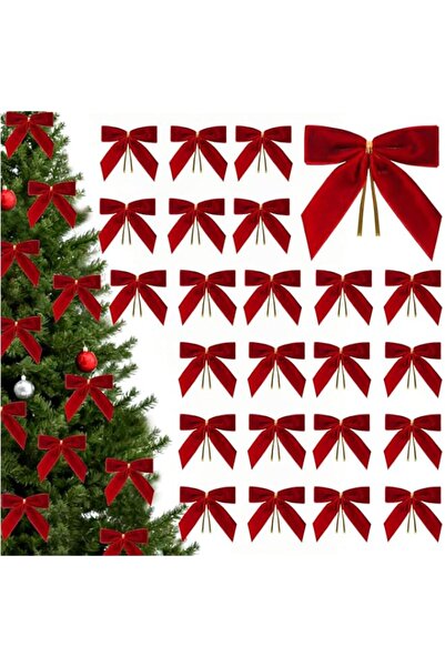 Generic 24 PCS Velvet Bows for Christmas Tree, Wreath, Gift Wrapping, Crafts,...