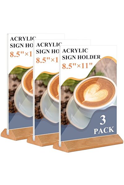 Generic Brand 3Pack Acrylic Sign Holder 8.5x11 Inch - Double Sided Display St...