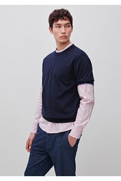 United Colors of Benetton Men's Navy Blue 100% Cotton Ribbed Knitwear T-Shirt...