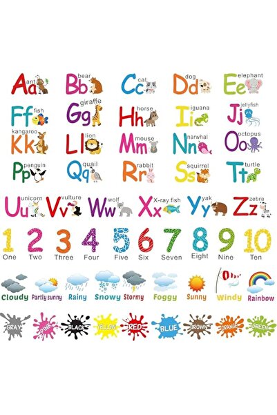 Generic BPA® 6 Sheets, Alphabet Number Color Weather Learning Educational Wal...