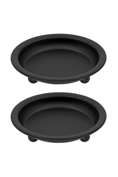 Generic Brand Matte Black Iron Candle Plate, Set of 2, Metal Saucer Style Can...