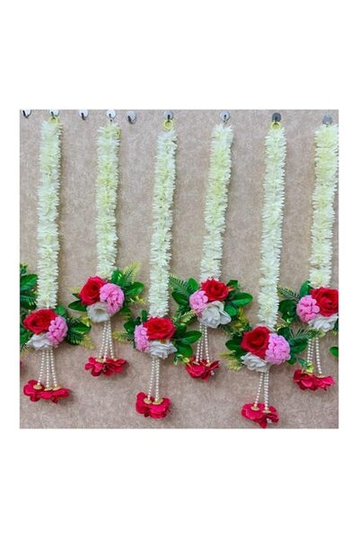 Generic Divine Traditional White Fabric Hanging with Rose Flowers | Festival ...