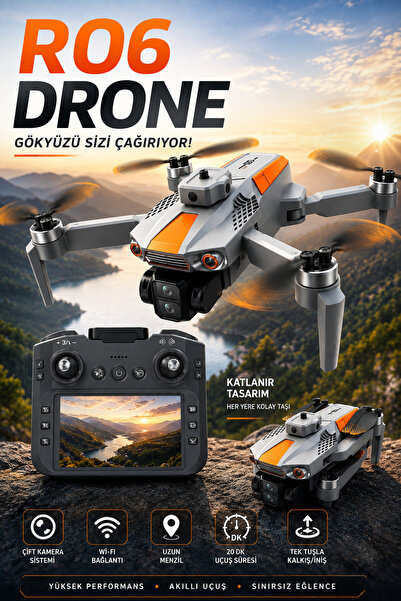 Zineets RS06 Ekranlı Kumandalı Katlanabilir 1080P HD Kameralı Drone Optik Akı...