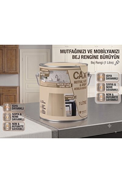 caxcolors CAX Mutfak Dolabı ve Panel Kapı Boyası 1 Lt - Isıya Neme Dayanıklı ...