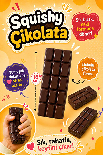 Nandy Kids Chocolate Squishy 16 cm Çikolata Sukuşi Yumuşak Sık Bırak Stres Oy...