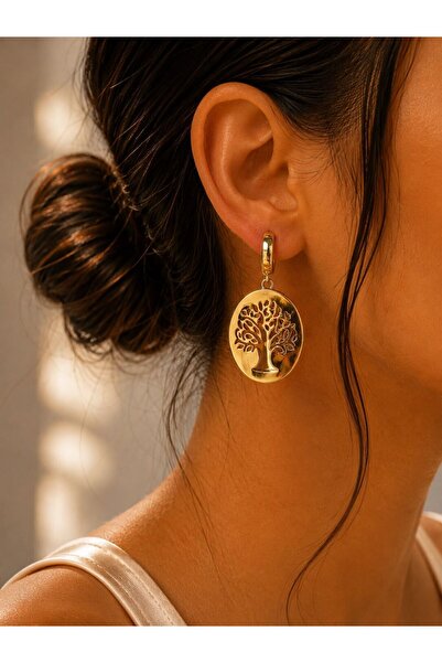 MARE BUTİK Tree of Life Figured Dangle Earrings – Gold