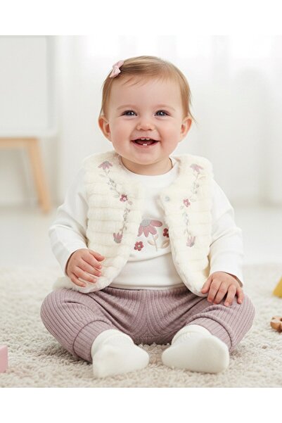 VOY KİDS Baby Girl Plush Vest, 3-Piece Seasonal Stylish 1-2-3 Year Old Stylis...