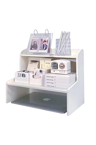 Generic Beauenty Wood Desk Organizer, 2-Tier Desktop Storage Shelf, Office De...