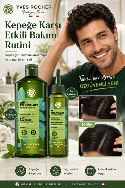 Yves Rocher Kepek Karşıtı Prebiyotik Şampuan 300 ml Ve Saç Losyonu 150 ml Set...
