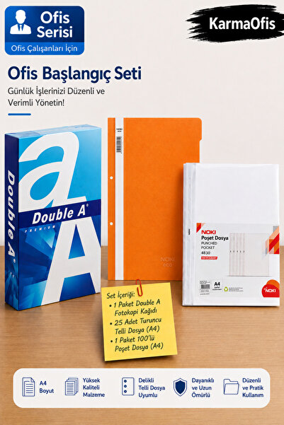 KarmaOfis A4 papir za kopiranje 80 g + 25 komada narandžastog A4 prstenastog ...