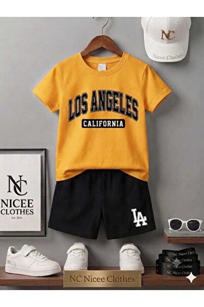 Leto Lykia Summer Children's T-Shirt Shorts Unisex (Black with La Losangelis ...