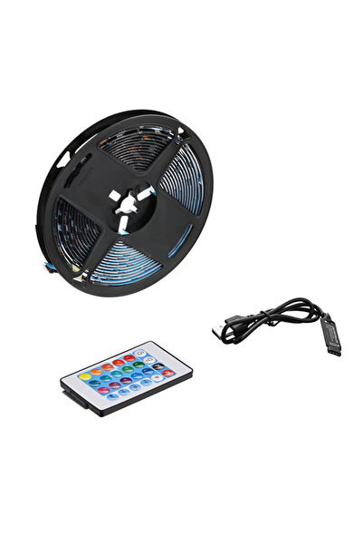 Lawazim شريط إضاءة LED RGB بطول 5 متر - مع جهاز تحكم عن بعد بـ 24 مفتاح - شري...