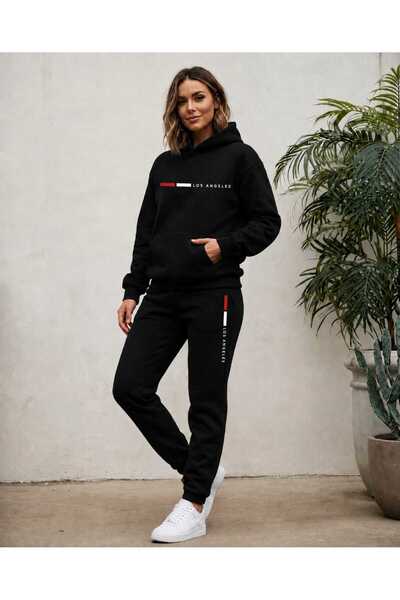 CLOTHES33 Hooded Tracksuit 2-Piece Combination Winter Thin Puffy Los Angeles ...