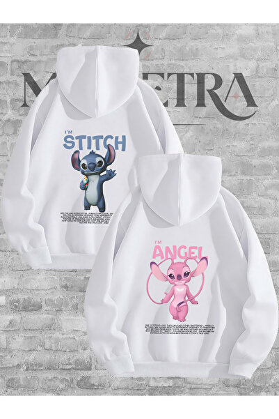 Modetra Women Men Unisex Angel Lilo Stitch Printed Back Print Lover Couple Co...