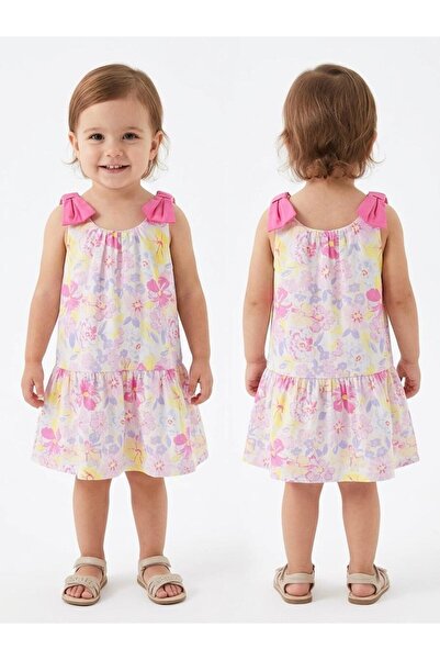 DEMOİSELLE Rochie de vară roz pentru fete, cu imprimeu floral și bretele cu f...