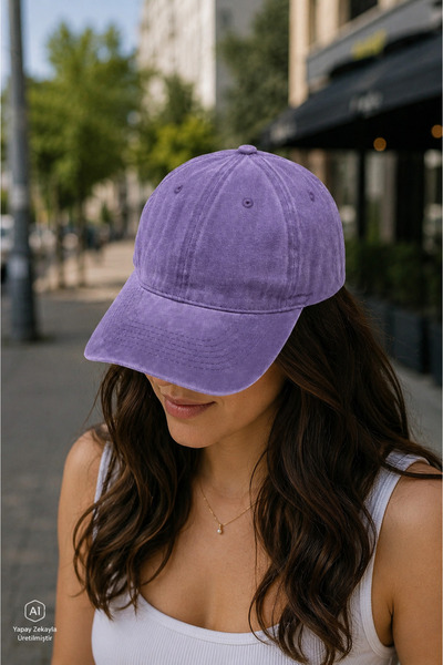 ZERAMİNE Purple Unisex Vintage Hat Adjustable Vintage Plain Hat