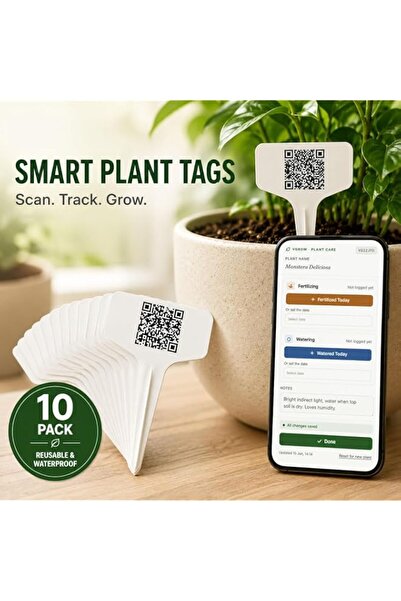 Generic Vgrow Smart Plant Tags with QR Code, 10 Pack Reusable Plant Labels fo...