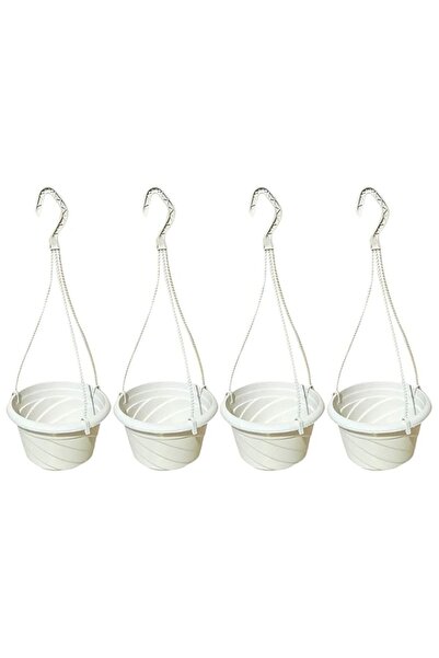 Generic 4 Pieces Plastic Hanging Flower Plant Pots Chain Basket Planter Holde...