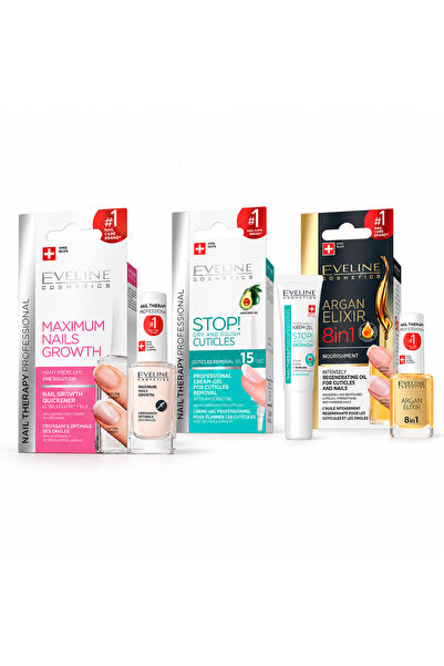 Eveline Cosmetics Eveline Tırnak Uzatma Bakım Seti 3’lü – Maximum, Kütikül Ba...