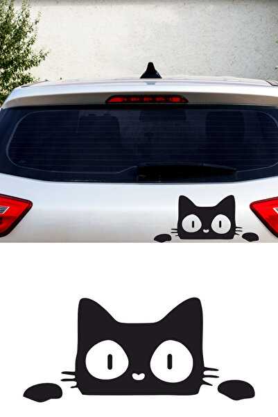 Stickir Bagajdan Bakan Kedi Sticker Araba Sticker 20X9 Cm