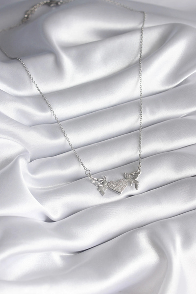 online kapsulavm avm alışveriş 316L Steel Silver Color Zircon Stone Wing Hear...